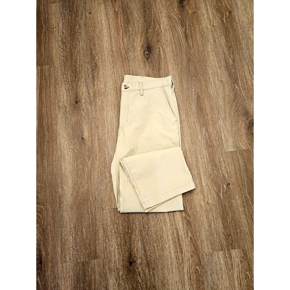 Eddie Bauer Khaki Nylon Chino Pant Flat Front Travel Hiking Men's 36X30